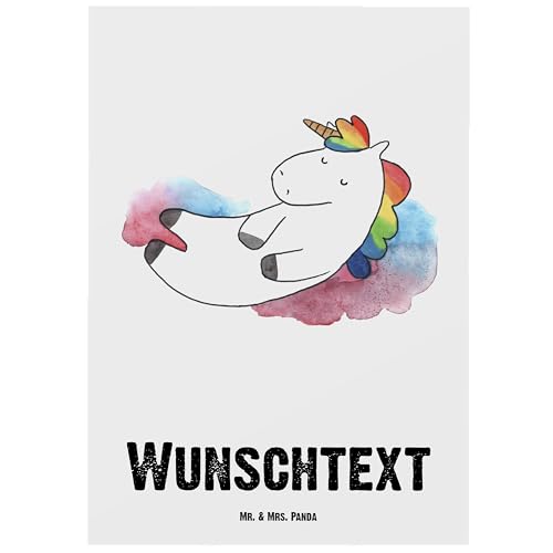 Mr. & Mrs. Panda Personalisierte Postkarte Einhorn Wolke 7 - Personalisierte Geschenke, Geschenkkarte mit Wunschtext, Einhörner, Grußkarte mit von Mr. & Mrs. Panda