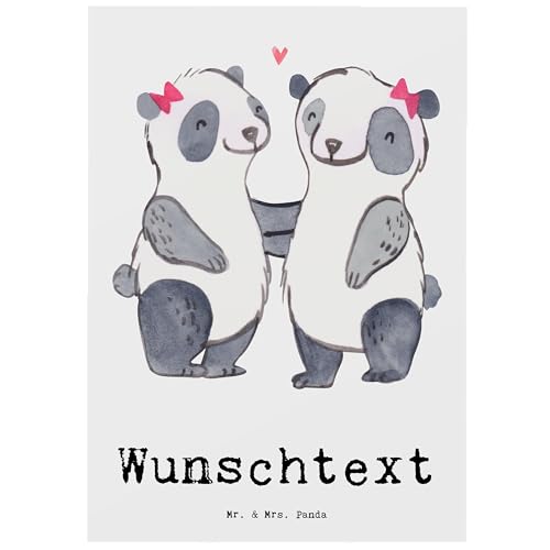 Mr. & Mrs. Panda Personalisierte Postkarte Panda Schwester - Personalisierte Geschenke, Einladung mit Wunschtext, Dankeschön, Geschenkkarte mit von Mr. & Mrs. Panda