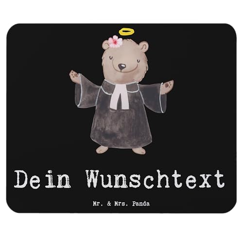 Mr. & Mrs. Panda Personalisiertes Mauspad Pastorin Herz - Personalisierte Geschenke, Theologin, Mouse Pad mit Namen, Beruf, PredigerinPriesterin, von Mr. & Mrs. Panda