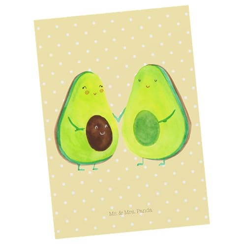 Mr. & Mrs. Panda Postkarte Avocado Pärchen - Geschenk, Avocuddle, Babyshower, Avocados, Frucht, Dankeskarte, Einladung, Kinder, Einladungskarte, von Mr. & Mrs. Panda