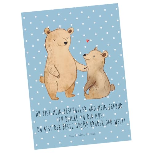 Mr. & Mrs. Panda Postkarte Bär Großer Bruder - Geschenk, Muttertag, Geschenkkarte, Einladungskarte, Brudi bester Freund, Geburtstagskarte, Vatertag, von Mr. & Mrs. Panda