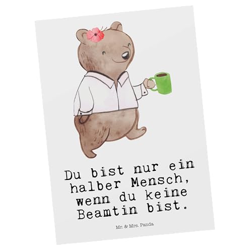 Mr. & Mrs. Panda Postkarte Beamtin mit Herz - Geschenk, Firma, Dankeskarte, öffentlicher Dienst, homeoffice, Verbeamtung, Jubiläum, Kollege, von Mr. & Mrs. Panda