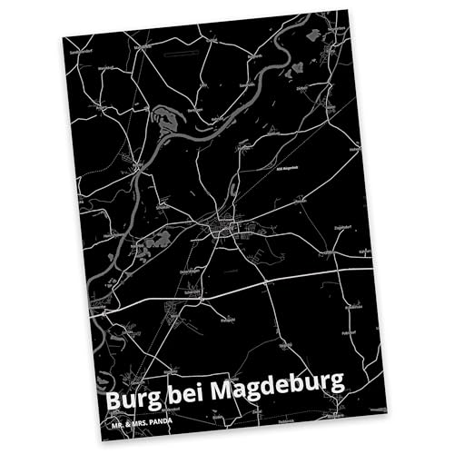 Mr. & Mrs. Panda Postkarte Burg bei Magdeburg - Geschenk, Einladung, Dankeskarte, Städte, Dorf, Geburtstagskarte, Ort, Stadt Dorf Karte Landkarte Map von Mr. & Mrs. Panda