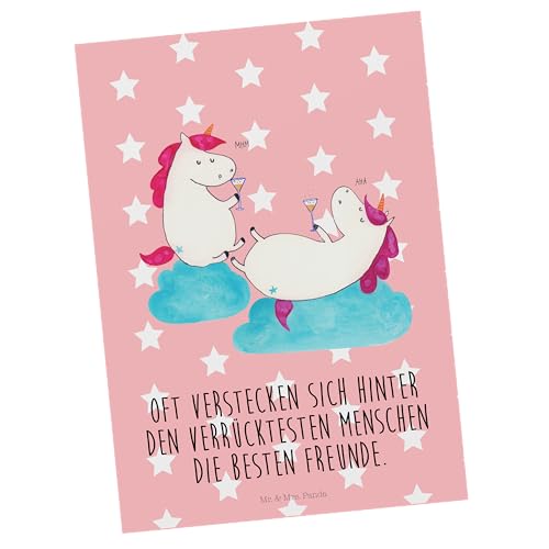 Mr. & Mrs. Panda Postkarte Einhörner Sekt - Geschenk, Einladung, Geburtstagskarte, Geschenkkarte, Unicorn, Dankeskarte, Spaß, Pegasus, Korken, von Mr. & Mrs. Panda