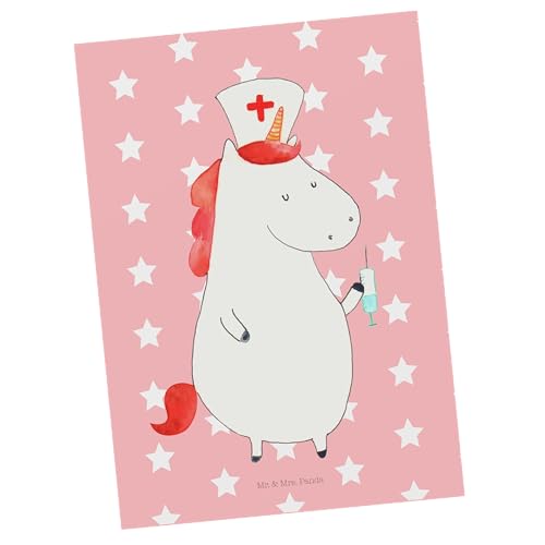 Mr. & Mrs. Panda Postkarte Einhorn Krankenschwester - Geschenk, Einladung, Dankeskarte, Einhörner, Krankenpfleger Geschenk, Unicorn, Pegasus, von Mr. & Mrs. Panda