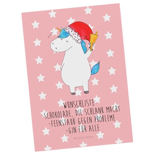Mr. & Mrs. Panda Postkarte Einhorn Weihnachtsmann - Geschenk, Geschenkkarte, Einhörner, Grußkarte, Dankeskarte, Unicorn, Geburtstagskarte, Einladung, von Mr. & Mrs. Panda