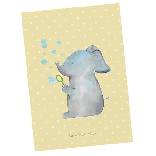 Mr. & Mrs. Panda Postkarte Elefant Seifenblasen - Geschenk, Gute Laune, Grußkarte, Geburtstagskarte, Geschenkkarte, Tiere, lustige Sprüche, von Mr. & Mrs. Panda