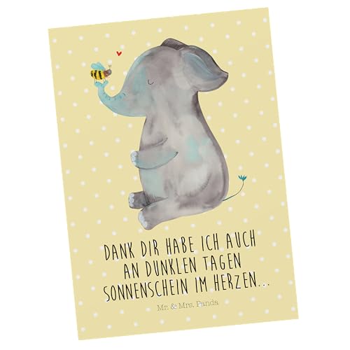 Mr. & Mrs. Panda Postkarte Elefant & Biene - Geschenk, Heiratsantrag, Gute Laune, Einladungskarte, Liebesspruch, Geburtstagskarte, Liebesbeweis, von Mr. & Mrs. Panda