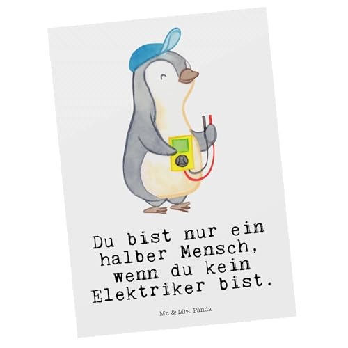 Mr. & Mrs. Panda Postkarte Elektriker mit Herz - Geschenk, Elektrotechniker, Ausbildung, Mitarbeiter, Elektronmonteur, Kollege, Ansichtskarte, von Mr. & Mrs. Panda