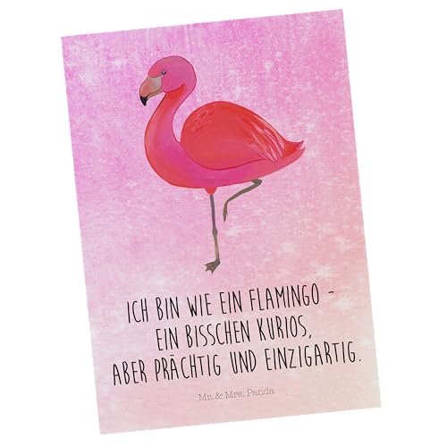 Mr. & Mrs. Panda Postkarte Flamingo classic - Geschenk, einzigartig, für mich, Sohn, Einladungskarte, rosa, Geburtstagskarte, Grußkarte, Spruch, von Mr. & Mrs. Panda