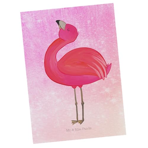 Mr. & Mrs. Panda Postkarte Flamingo stolz - Geschenk, Tochter, Dankeskarte, Geburtstagskarte, Mama, rosa, Einladung, Grußkarte, Geschenkkarte, von Mr. & Mrs. Panda