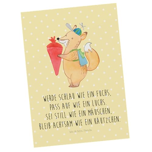 Mr. & Mrs. Panda Postkarte Fuchs Schulkind - Geschenk, Gute Laune, Ansichtskarte, Tiere, Grußkarte, lustige Sprüche, Tiermotive, Geschenkkarte, von Mr. & Mrs. Panda