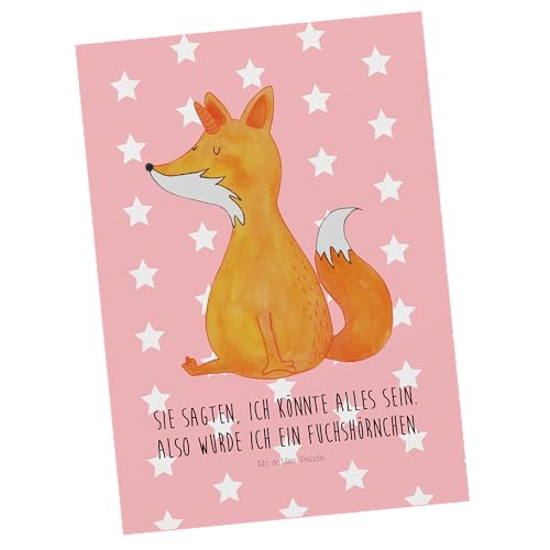 Mr. & Mrs. Panda Postkarte Fuchshörnchen - Geschenk, Einhörner, Einladungskarte, Dankeskarte, Geburtstagskarte, Einladung, Fuchshorn, Füchse, von Mr. & Mrs. Panda
