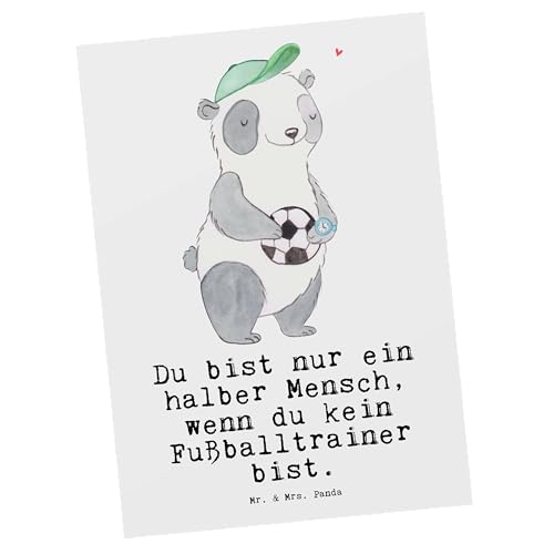 Mr. & Mrs. Panda Postkarte Fußballtrainer mit Herz - Geschenk, Einladung, Firma, Glücksbringer, Grußkarte, Arbeitskollege, Geschenkkarte, Beruf, von Mr. & Mrs. Panda