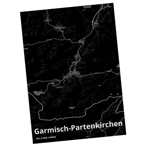 Mr. & Mrs. Panda Postkarte Garmisch-Partenkirchen - Geschenk, Ort, Dankeskarte, Grußkarte, Geschenkkarte, Ansichtskarte, Stadt Dorf Karte Landkarte von Mr. & Mrs. Panda