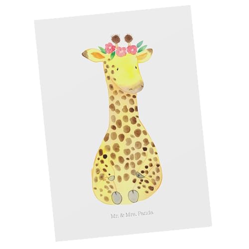 Mr. & Mrs. Panda Postkarte Giraffe Blumenkranz - Geschenk, Geschenkkarte, Freundin, Abenteurer, Ansichtskarte, Grußkarte, Afrika, Einladung, von Mr. & Mrs. Panda