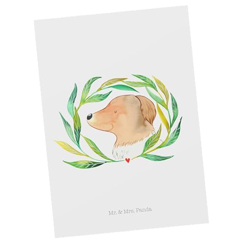 Mr. & Mrs. Panda Postkarte Hund Ranke - Geschenk, Grußkarte, Hundemotiv, Geschenkkarte, Einladungskarte, Hundeglück, Hundekopf, Ansichtskarte, von Mr. & Mrs. Panda