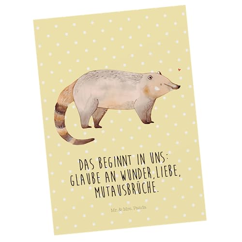 Mr. & Mrs. Panda Postkarte Nasenbär - Geschenk, lustige Sprüche, Geschenkkarte, Nasenbären, Gute Laune, Grußkarte, Geburtstagskarte, Dankeskarte, von Mr. & Mrs. Panda