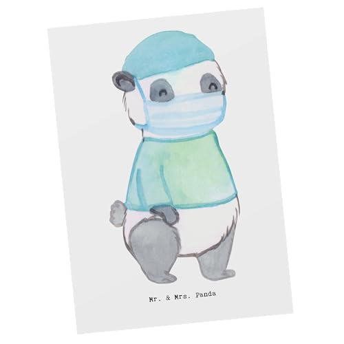 Mr. & Mrs. Panda Postkarte Operationsassistent mit Herz - Geschenk, Geburtstagskarte, Operationsassistenz, Abschied, OP Assistent, Geschenkkarte, von Mr. & Mrs. Panda