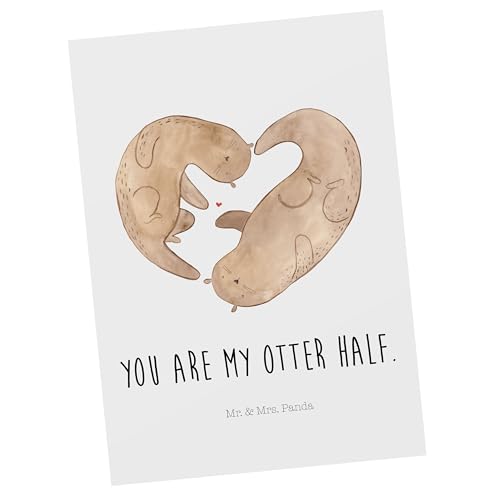 Mr. & Mrs. Panda Postkarte Otter Herz - Geschenk, Grußkarte, gemeinsames Leben, Einladung, Jahrestag, Seeotter, Dankeskarte, Fischotter von Mr. & Mrs. Panda