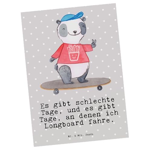 Mr. & Mrs. Panda Postkarte Panda Longboard fahren Tage - Geschenk, Grußkarte, Geschenkkarte, Sportler, Skaten, Hobby, Einladung, Ansichtskarte, von Mr. & Mrs. Panda