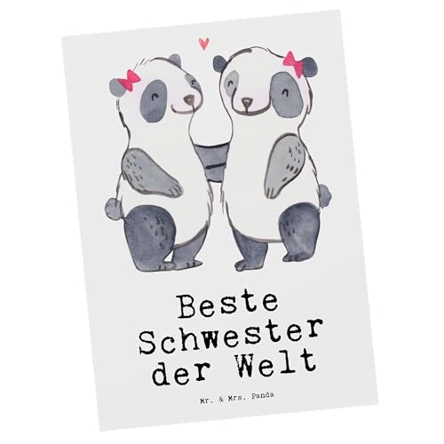 Mr. & Mrs. Panda Postkarte Panda Schwester - Geschenk, Grußkarte, für, Schwestern, Geburtstagsgeschenk, Geschenkkarte, Schwesterherz, Einladung, von Mr. & Mrs. Panda