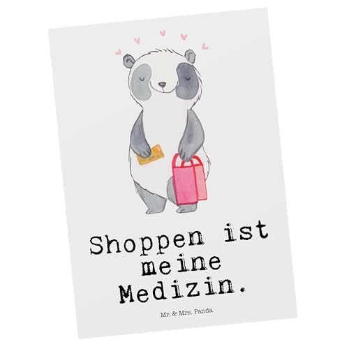 Mr. & Mrs. Panda Postkarte Panda Shopping Medizin - Geschenk, Ansichtskarte, Geschenkkarte, Dankeschön, einkaufen, Dankeskarte, Sportart, von Mr. & Mrs. Panda