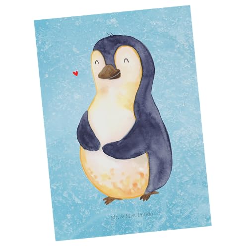 Mr. & Mrs. Panda Postkarte Pinguin Diät - Geschenk, Selbstrespekt, Geschenkkarte, Grußkarte, Pinguine, Motivation, Bierbauch, Dankeskarte, von Mr. & Mrs. Panda