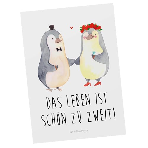 Mr. & Mrs. Panda Postkarte Pinguin Heirat - Geschenk, Geschenkkarte, Einladungskarte, Grußkarte, Geburtstagskarte, Paar, Freundin, Pärchen, von Mr. & Mrs. Panda