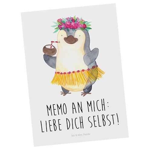 Mr. & Mrs. Panda Postkarte Pinguin Kokosnuss - Geschenk, Grußkarte, Einladung, Geschenkkarte, Hawaii, Geburtstagskarte, Ansichtskarte, Aloha, Urlaub, von Mr. & Mrs. Panda