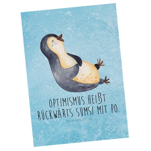 Mr. & Mrs. Panda Postkarte Pinguin Lachen - Geschenk, Freude, Geburtstagskarte, Ansichtskarte, funny, Fröhlichkeit, Grußkarte, lustiger Spruch, von Mr. & Mrs. Panda