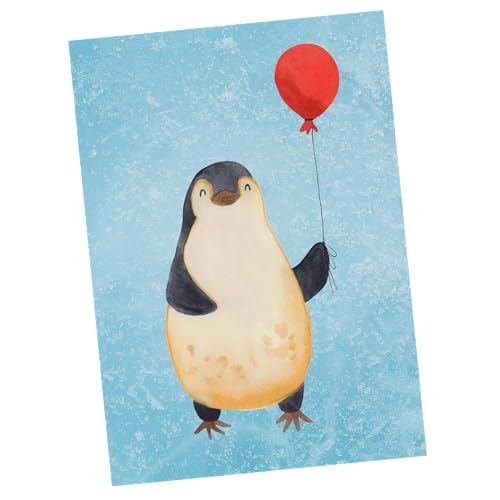 Mr. & Mrs. Panda Postkarte Pinguin Luftballon - Geschenk, Grußkarte, Geschenkkarte, Geschenk Freundin, Einladungskarte, Einladung, Geburtstagskarte, von Mr. & Mrs. Panda