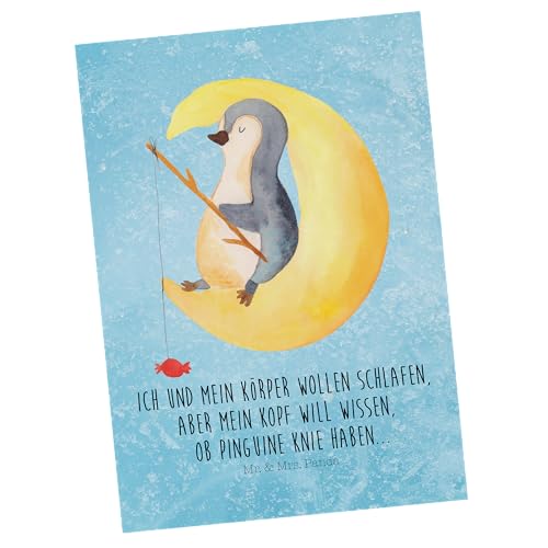 Mr. & Mrs. Panda Postkarte Pinguin Mond - Geschenk, Geschenkkarte, Einladungskarte, Grußkarte, Spruch, Angel, Nachtruhe, Dankeskarte, Einladung, von Mr. & Mrs. Panda