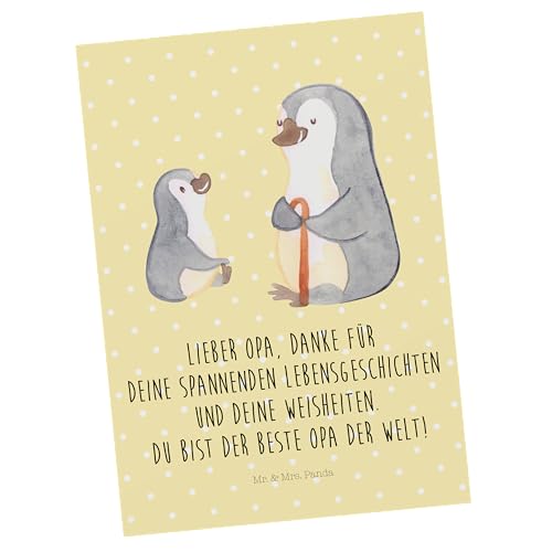 Mr. & Mrs. Panda Postkarte Pinguin Opa Enkel - Geschenk, Großvater, Geschenk für Opa, Schwester, Geschenkkarte, bester Opa, Grußkarte, Opi, von Mr. & Mrs. Panda