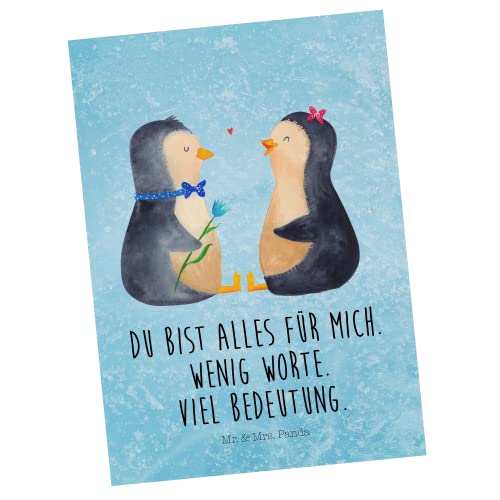 Mr. & Mrs. Panda Postkarte Pinguin Pärchen - Geschenk, große Liebe, Jahrestag, Geburtstagskarte, Ansichtskarte, Einladung, Grußkarte, Traumpaar, von Mr. & Mrs. Panda