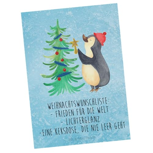 Mr. & Mrs. Panda Postkarte Pinguin Weihnachtsbaum - Geschenk, Heiligabend, Weihnachten, Grußkarte, Ansichtskarte, Geburtstagskarte, Dankeskarte, von Mr. & Mrs. Panda