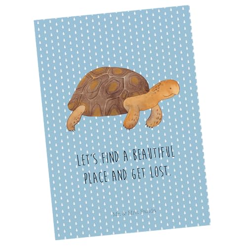 Mr. & Mrs. Panda Postkarte Schildkröte marschiert - Geschenk, Meer, Schildkröten, Geschenkkarte, get lost, Grußkarte, Einladungskarte, Dankeskarte, von Mr. & Mrs. Panda