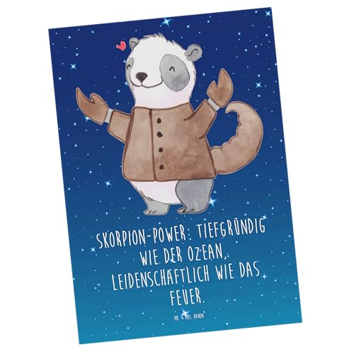 Mr. & Mrs. Panda Postkarte Skorpion Astrologie - Geschenk, Geburtstagskarte, Tierkreiszeichen, Geburtstagsgeschenk, Einladung, Grußkarte, von Mr. & Mrs. Panda