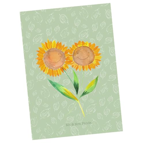 Mr. & Mrs. Panda Postkarte Sonnenblume - Geschenk, Einladung, Freundin, Sonnenblumen, Sommer Deko, Blumen Deko, Garten, Blumen, Grußkarte, von Mr. & Mrs. Panda