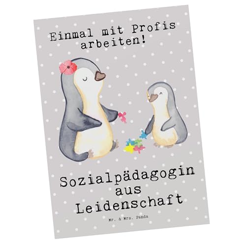 Mr. & Mrs. Panda Postkarte Sozialpädagogin aus Leidenschaft - Geschenk, Einladung, Jubiläum, Mitarbeiter, Geschenkkarte, Ansichtskarte, von Mr. & Mrs. Panda