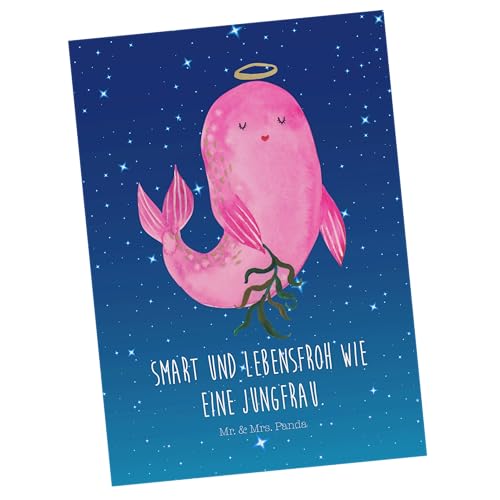 Mr. & Mrs. Panda Postkarte Sternzeichen Jungfrau - Geschenk, Geburtstag August, Geschenk September, Astrologie, Dankeskarte, Geschenkkarte, von Mr. & Mrs. Panda
