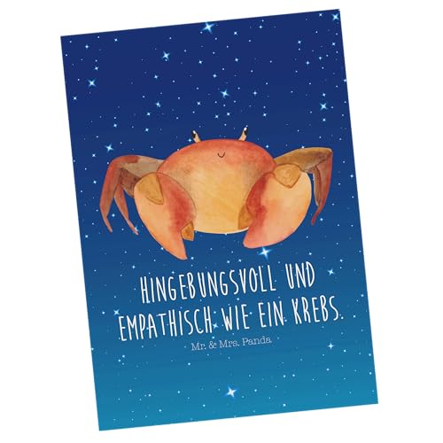 Mr. & Mrs. Panda Postkarte Sternzeichen Krebs - Geschenk, Horoskop, Astrologie, Grußkarte, Krebse, Dankeskarte, Geschenkkarte, Krabbe, Einladung, von Mr. & Mrs. Panda