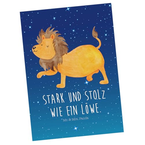 Mr. & Mrs. Panda Postkarte Sternzeichen Löwe - Geschenk, Geschenk August, Ansichtskarte, Horoskop, Astrologie, Geschenk Juli, Aszendent, von Mr. & Mrs. Panda