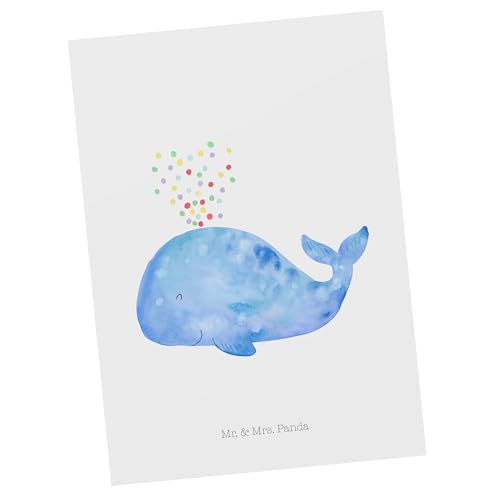 Mr. & Mrs. Panda Postkarte Wal Konfetti - Geschenk, Geschenkkarte, Urlaub, Einladung, Meerestiere, Ansichtskarte, Lebensabschnitt, Neuanfang, Diät, von Mr. & Mrs. Panda