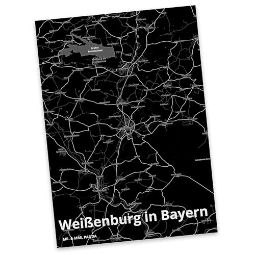 Mr. & Mrs. Panda Postkarte Weißenburg in Bayern - Geschenk, Dankeskarte, Dorf, Grußkarte, Städte, Einladungskarte, Stadt Dorf Karte Landkarte Map von Mr. & Mrs. Panda