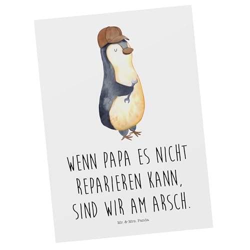 Mr. & Mrs. Panda Postkarte Wenn Papa es nicht reparieren kann, sind wir am Arsch - Geschenk, Grußkarte, Ansichtskarte, Muttertag, Vatertag, Opa, von Mr. & Mrs. Panda