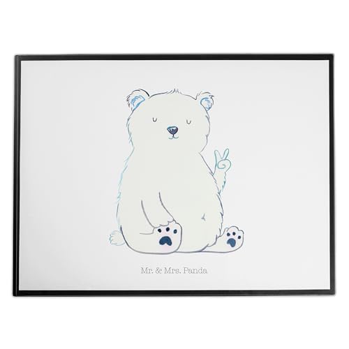 Mr. & Mrs. Panda Schreibtischunterlage Eisbär Faul - Geschenk, Schreibunterlage, Schreibtischauflage, Entspannen, Relaxen, Teddy, Teddybär, von Mr. & Mrs. Panda