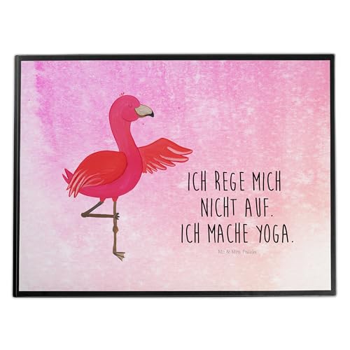 Mr. & Mrs. Panda Schreibtischunterlage Flamingo Yoga - Geschenk, Bürobedarf, Schreibtisch Unterlagen, Schreibtischunterlage Groß, Namaste, von Mr. & Mrs. Panda