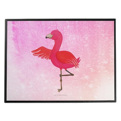 Mr. & Mrs. Panda Schreibtischunterlage Flamingo Yoga - Geschenk, Vogel, Schreibtisch Unterlagen, Namaste, Büroartikel, Schreibwaren, Bürobedarf, von Mr. & Mrs. Panda