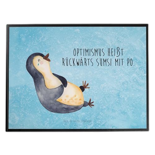 Mr. & Mrs. Panda Schreibtischunterlage Pinguin Lachen - Geschenk, Freude, Schreibunterlage, Schreibtisch Unterlagen, Fröhlich, Humor, von Mr. & Mrs. Panda